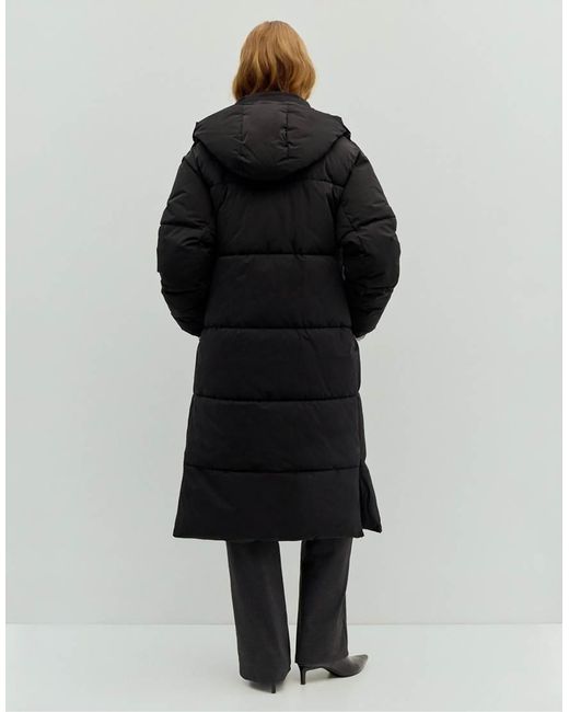Pull&Bear Black Long Puffer Jacket