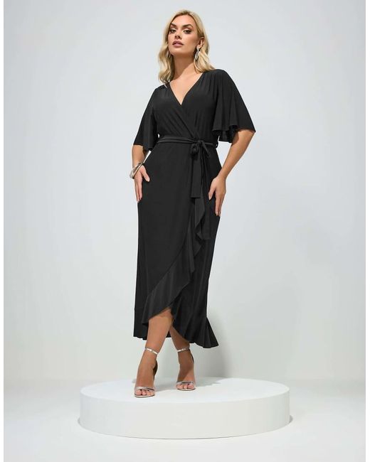 Yours Clothing Black Ruffle Hem Wrap Maxi Dress