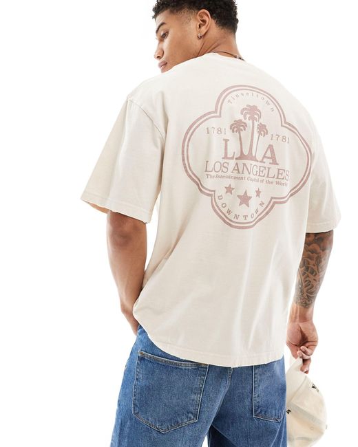 Pull&Bear White Los Angeles T-shirt for men