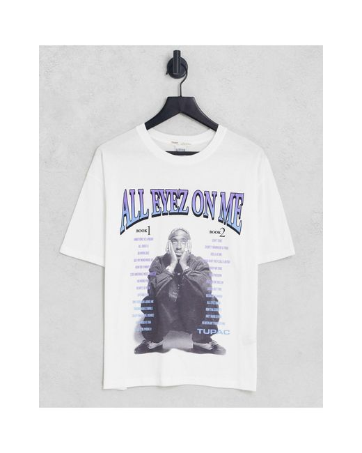 Pull&Bear Oversized Tupac Band Tshirt in White Lyst Canada