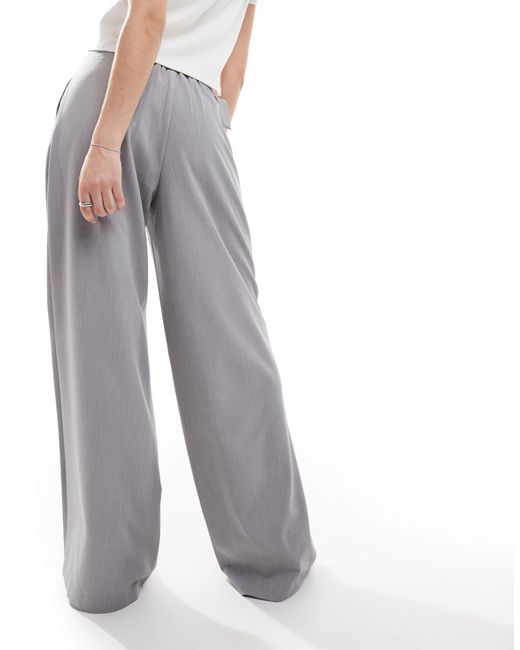 Stradivarius White Belted Tailored Wide Leg Trouser