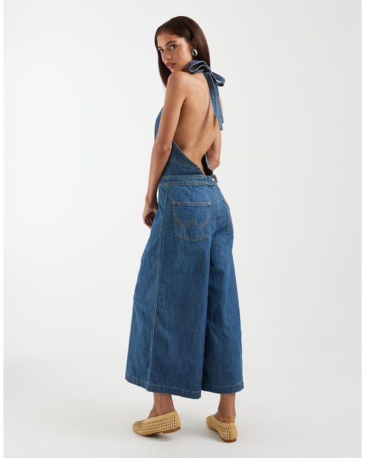 Wrangler Blue Denim Culotte Jumpsuit
