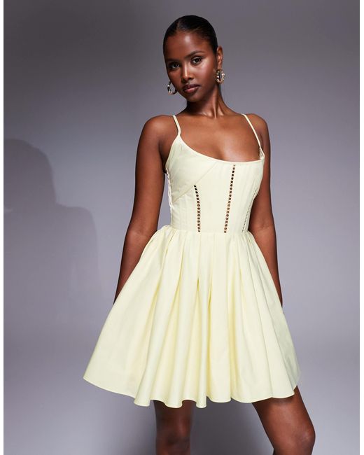 ASOS Natural Structured Corset Mini Dress With Lace-up Back Detail
