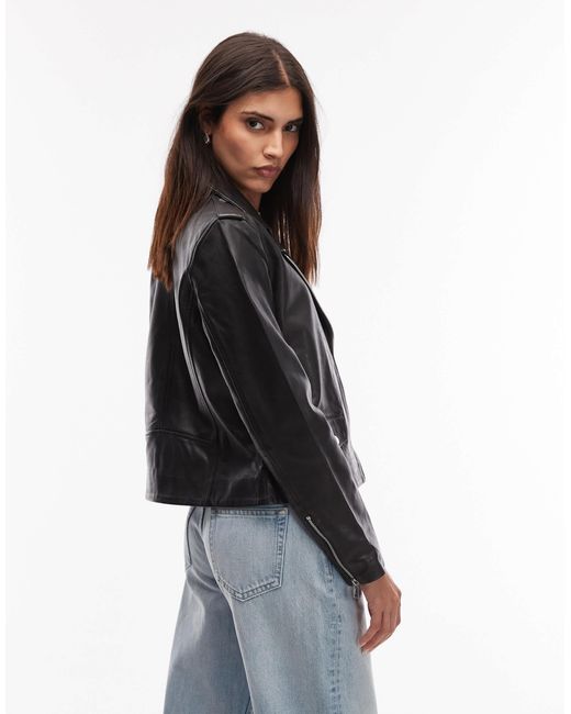 Mango Black Leather Biker Jacket