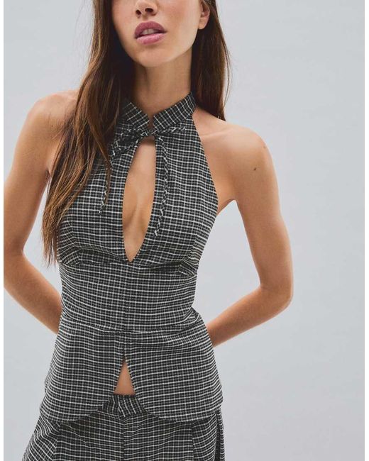 Bershka Gray Halter Neck Top