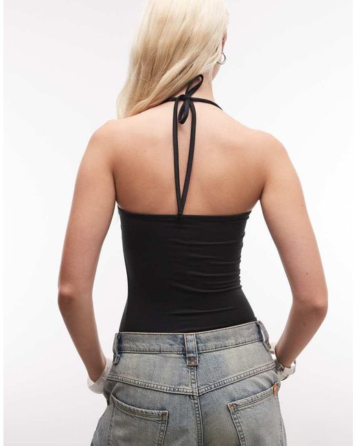 Collusion Black Skinny Strap Halter Neck