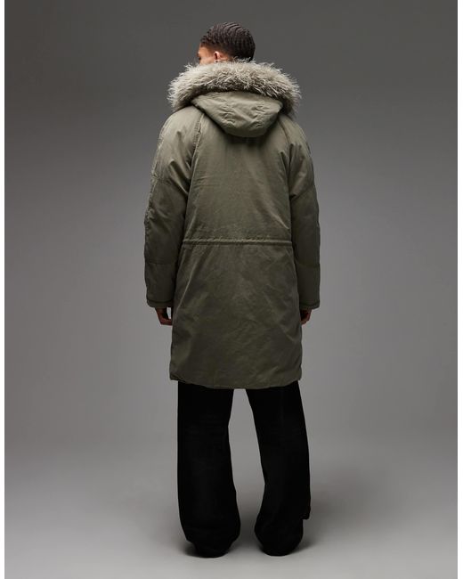 Parka longue doublée Collusion pour homme en coloris Gray