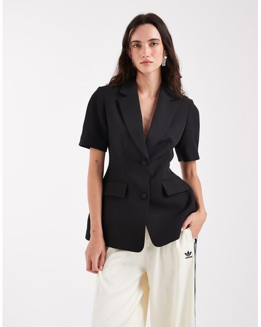 ASOS White Tailored Molded Hips Puff Sleeve Blazer