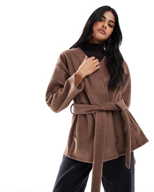 ASOS Multicolor Belted Collarless Formal Coat