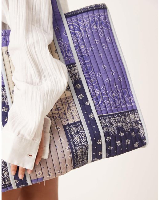 ASOS White – gesteppte tragetasche im patchwork-design