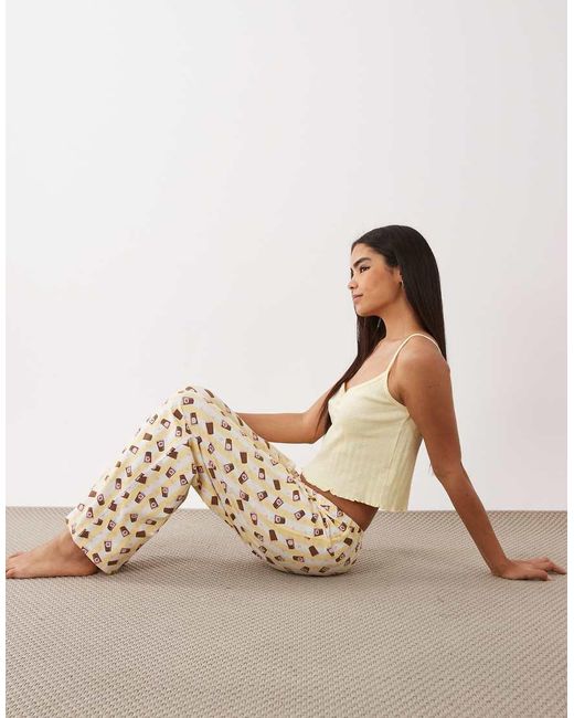 Wednesday's Girl Natural Wednesdays Girl Cami Top And Pants Iced Coffee Pajama Set