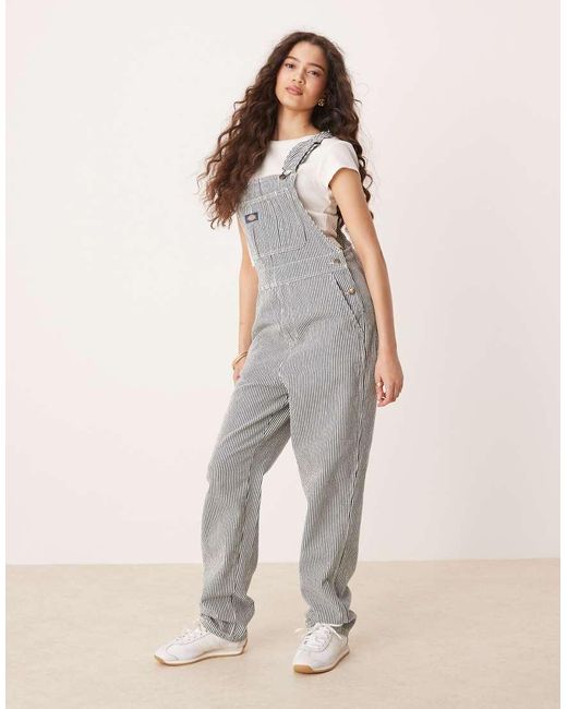 Dickies Natural Classic Hickory Stripe Denim Dungarees