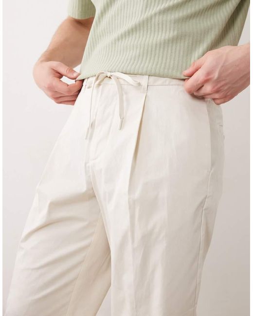 SELECTED Natural Pleated Trousers for men