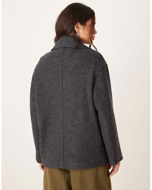 Mango Gray Wool Mix Short Tailored Jacket