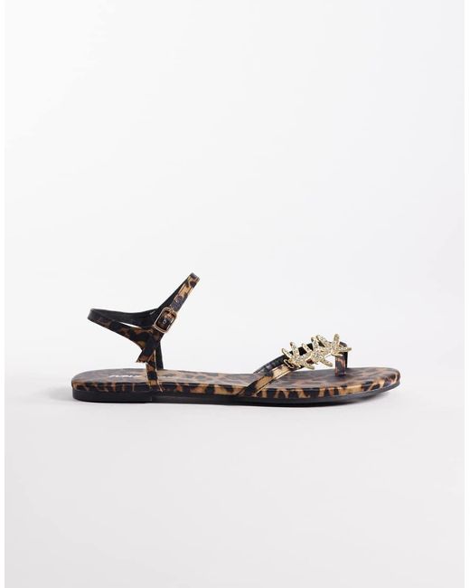 Public Desire White Elina Strappy Flat Sandals With Sea Shells
