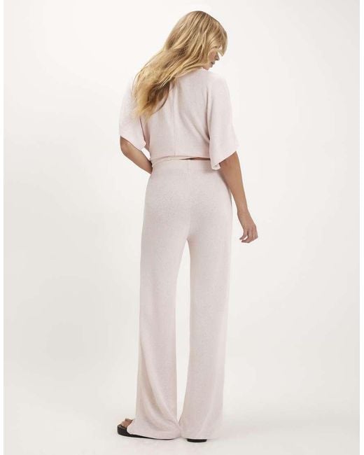 River Island Natural Textured Wide Leg Trousers