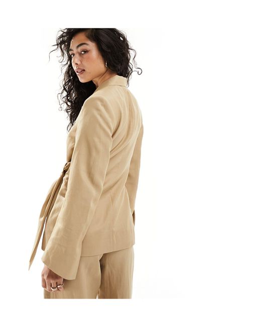 & Other Stories Natural Co-ord Linen Blend Blazer With Front Buckle Detail