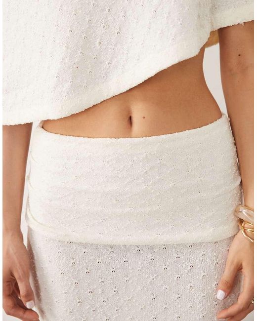 Aria Cove Natural Fine Knit Fold Over Beach Maxi Skirt