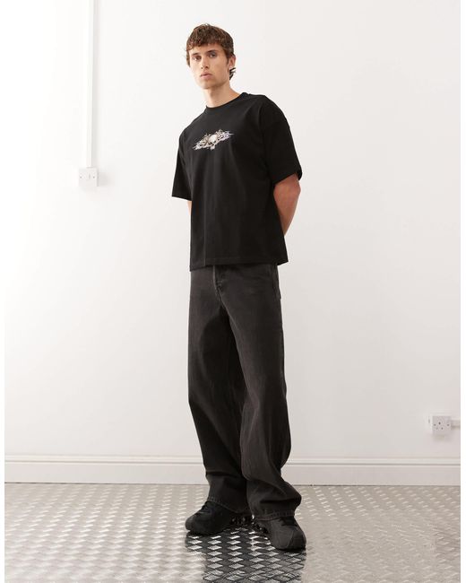 Great - t-shirt coupe carrée à imprimé tête Weekday pour homme en coloris Black