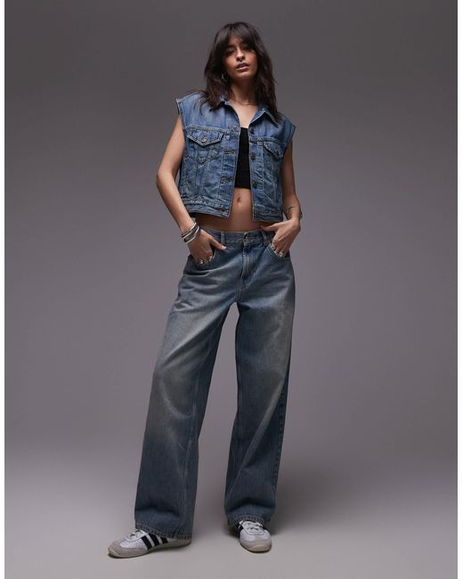 Gilet en jean effet rétréci style années 90 - moyen délavé Levi's en coloris Blue