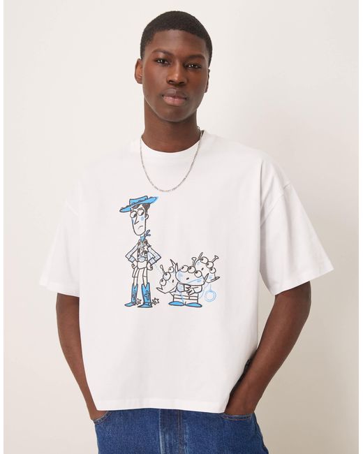 ASOS Blue Disney Pixar Unisex Boxy Oversized T-shirt With Toy Story Prints