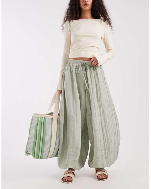 Daisy Street Green Low Rise Balloon Trousers