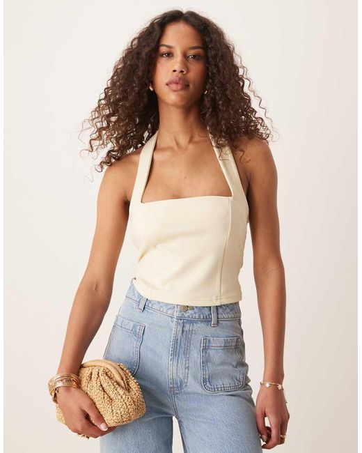 ASOS Blue Premium Ponte Halter Neck Top