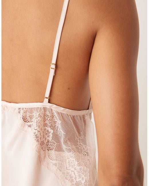 Abercrombie & Fitch Natural – pyjama-trägertop aus satin