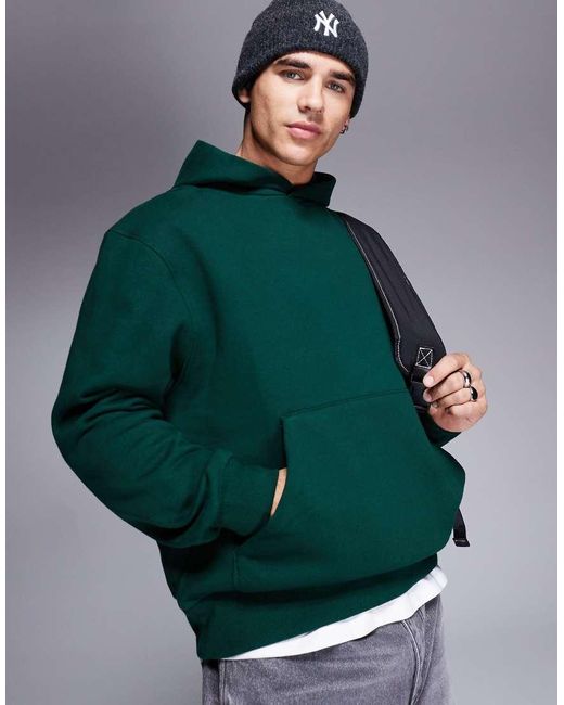 ASOS Green Premium Heavyweight Oversized Hoodie 400Gsm for men