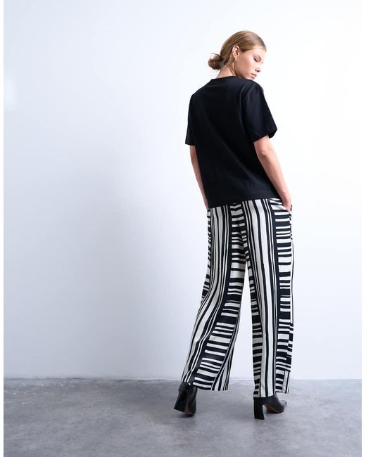 TOPSHOP Black Co Ord Mono Bold Stripe Satin Trouser
