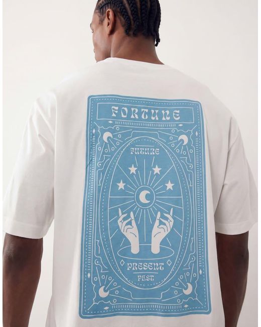 Only & Sons Blue Oversized Fit T-shirt With Fortune Teller Back Print for men
