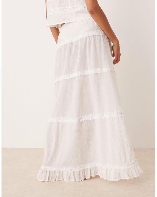 ASOS Natural Crinkle Ruffle Maxi Beach Skirt