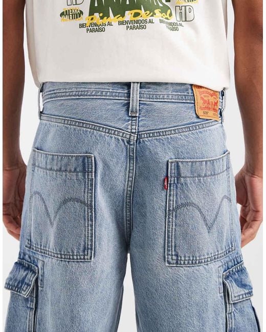 Vaqueros Cargo Baggy De Denim En Azul Medio Levi's de hombre de color Blue