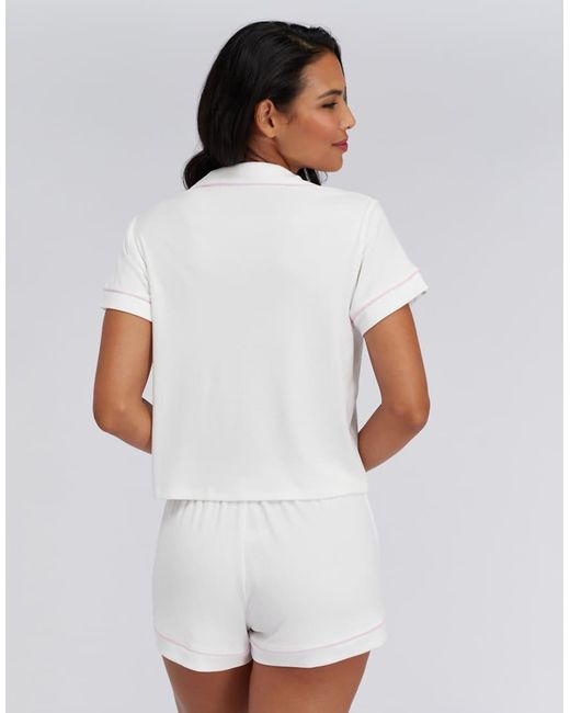 Boux Avenue White Ribbed Bridal Modal Pyjama Shorts Soft Sleepwear