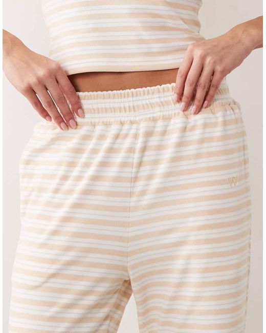 Wanderdoll Natural Frankie Premium Jersey Wide Leg Trousers Co-Ord