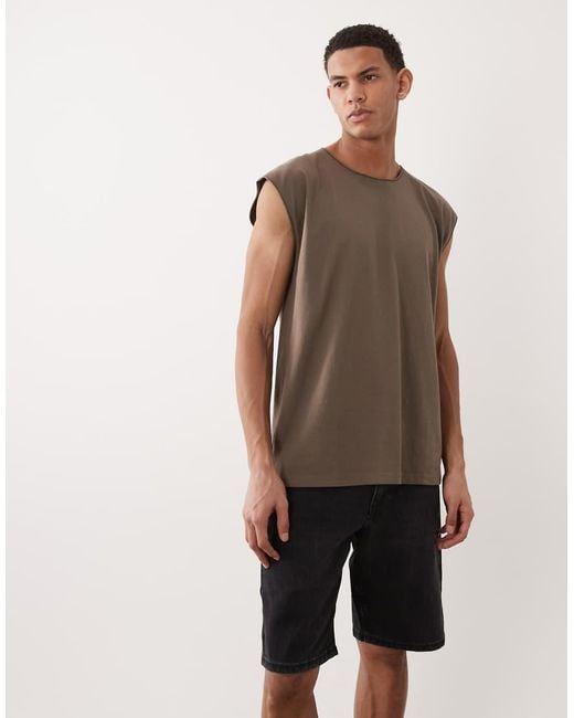 River Island Natural Washed Denim Shorts for men