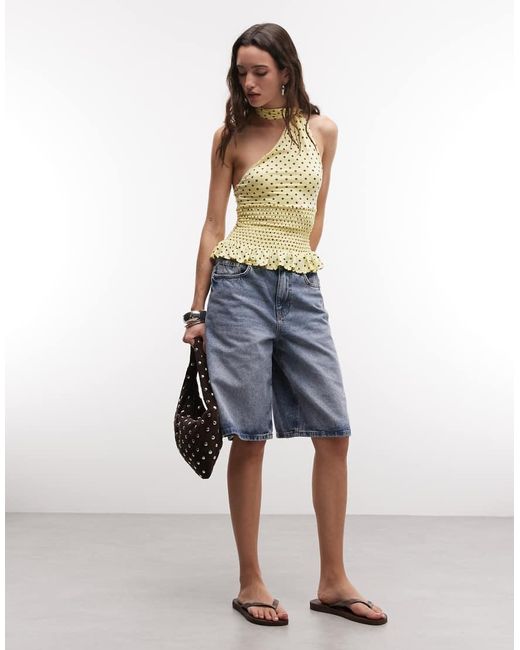 Daisy Street White Shirred Scarf Halter Top