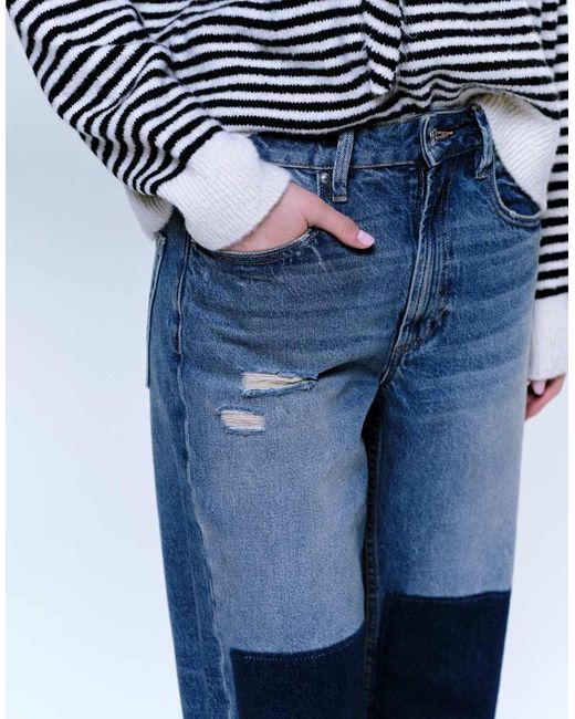 ASOS Black Ankle Grazer Jeans With Patch & Repair Details