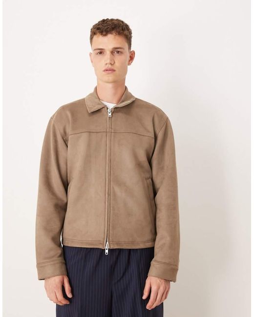 Abercrombie & Fitch Licht Cropped Jack Van Suède Met Rits in het Blue voor heren