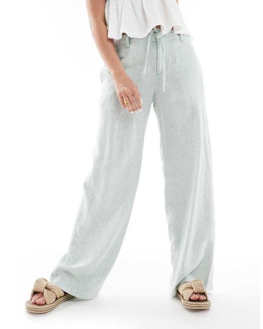 Hollister White Low Rise Linen Super baggy Pants