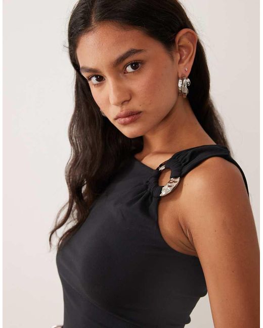 Cotton On Black Eyelet Off The Shoulder Sinched Waist Top