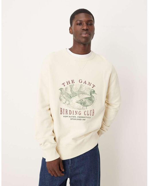 Gant Natural Relaxed Fit Bird Club Print Sweatshirt for men