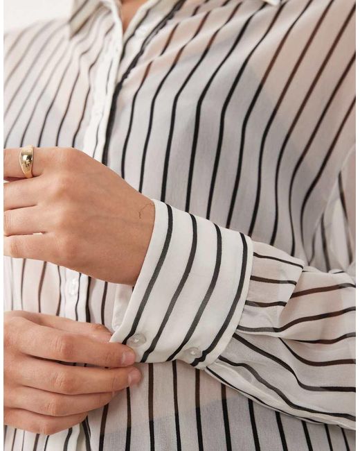 ASOS Brown Sheer Striped Shirt-no Color
