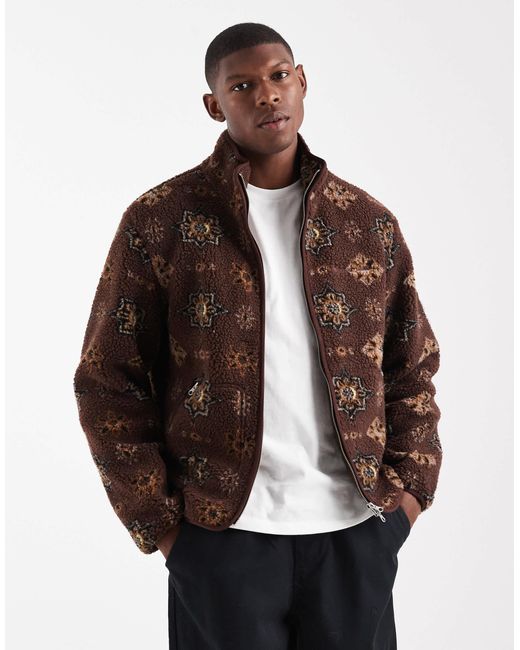 Jack & Jones Brown Printed Teddy Jacket for men
