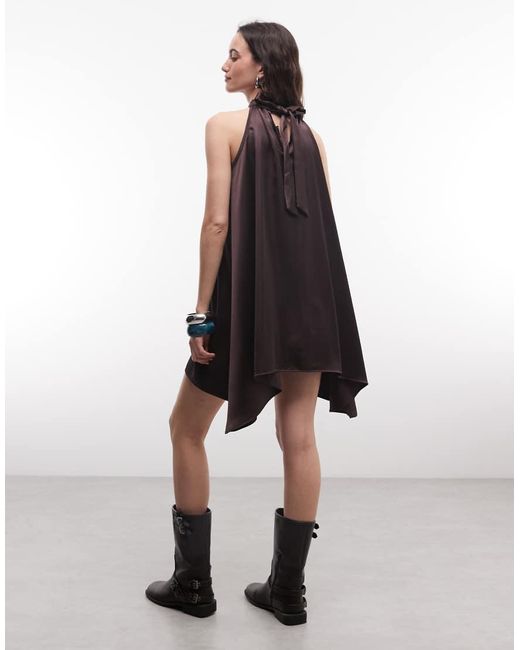 Reclaimed Vintage Purple Satin Halter Mini Dress