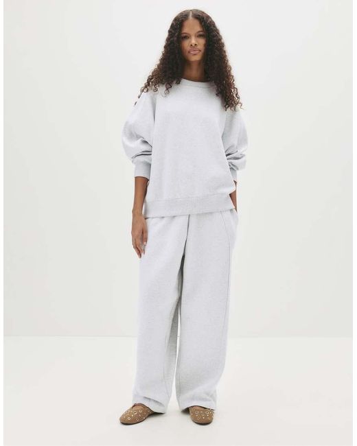Felpa Oversize Mélange Con Cuciture A Vista di Pull&Bear in White