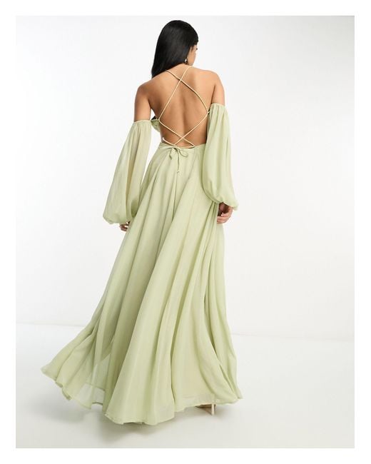 linen dress maxi long sleeve Natural Long Sleeve Linen Maxi Dress from NikkaPlace