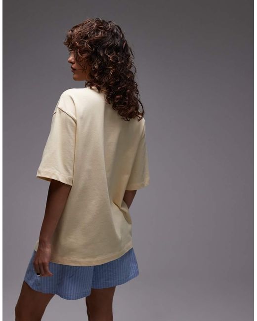 TOPSHOP Brown Jersey Biarritz Graphic Oversized T Shirt