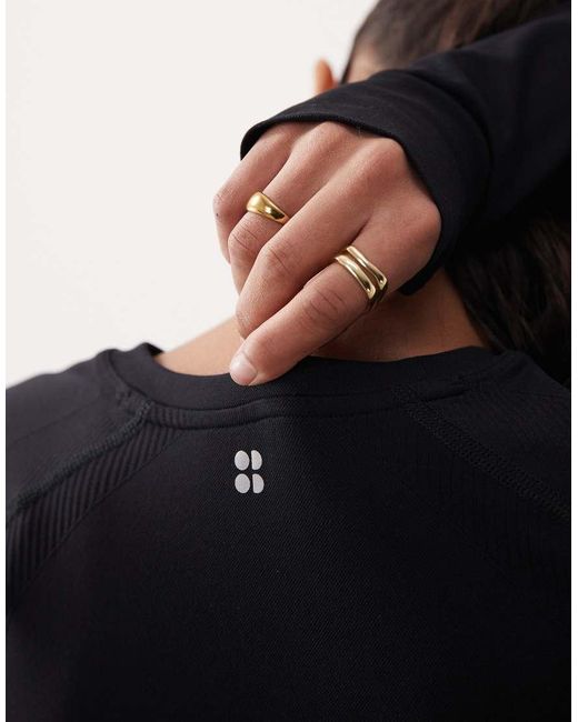 Sweaty Betty Black Athlete Seamless Workout Long Sleeve Top