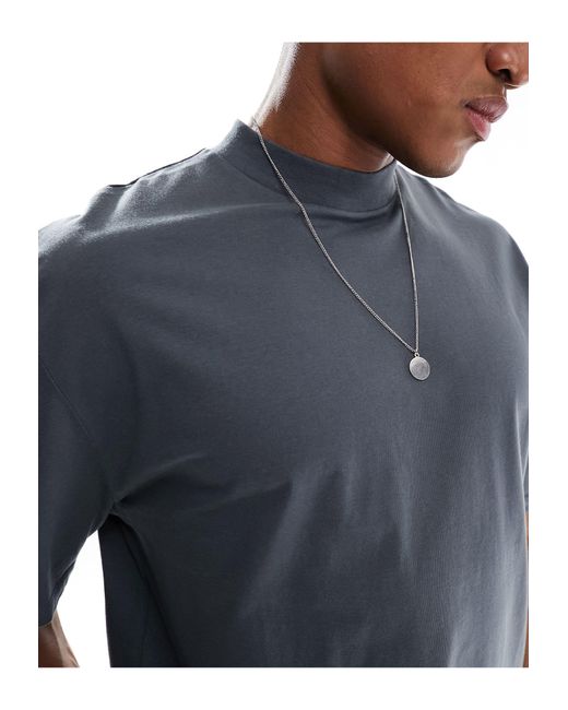 ASOS Gray Oversized T-shirt With Turtle Neck for men